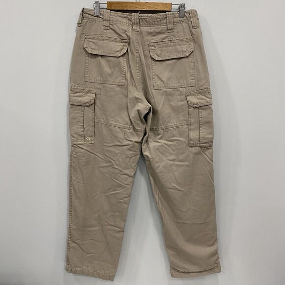 GUIDE GEAR Mens 32x30 Khaki Flannel Lined Cargo Canvas Outdoor Warm Winter Pants - Picture 2 of 16